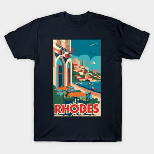 A Vintage Travel Illustration of Rhodes - Greece T-Shirt